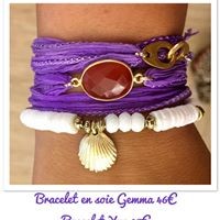 Bracelet en soie Gemma et quartz druse violet mordoré