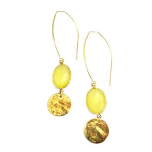 Boucles d'oreilles longues Gemma calcite jaune
