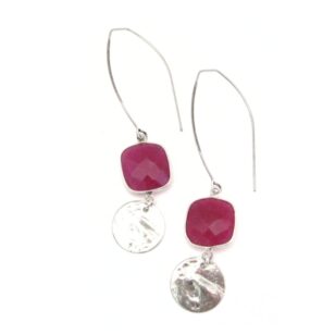 Boucles d'oreilles longues Gemma grenat
