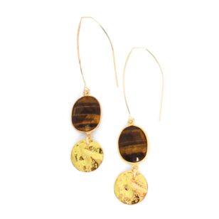 Boucles d'oreilles longues Gemma œil de tigre