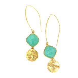 Boucles d'oreilles longues Gemma chrysoprase