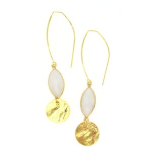 Boucles d'oreilles longues Gemma labradorite blanche