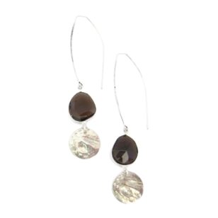 Boucles d'oreilles longues Gemma quartz fumé