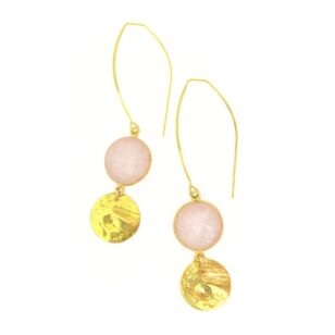 Boucles d'oreilles longues Gemma quartz rose
