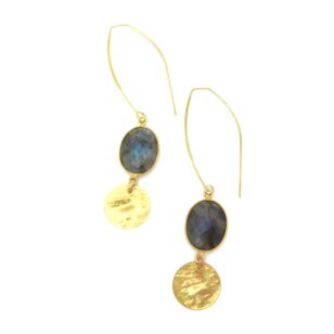 Boucles d'oreilles longues Gemma labradorite