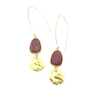 Boucles d'oreilles longues Gemma rhodocrosite