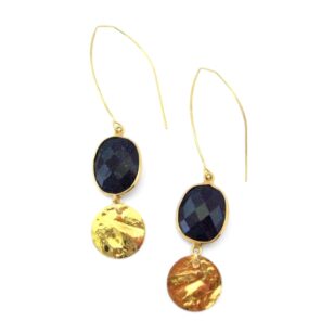 Boucles d'oreilles longues Gemma pierre de lune marine