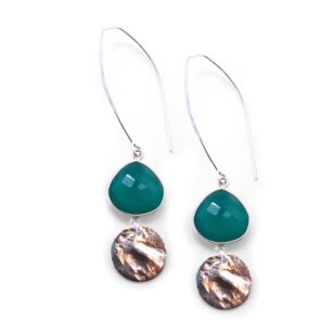 Boucles d'oreilles longues Gemma onyx vert