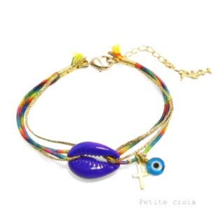 Bracelet ou chaine de cheville brésilien cauri violet Ibiza