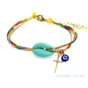 Bracelet ou chaine de cheville brésilien cauri turquoise Ibiza