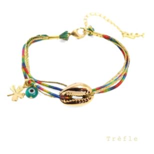 Bracelet ou chaine de cheville brésilien cauri doré Ibiza