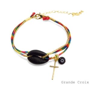 Bracelet ou chaine de cheville brésilien cauri noir mat Ibiza