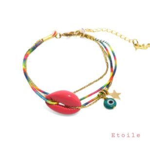 Bracelet ou chaine de cheville brésilien cauri corail Ibiza