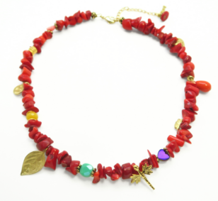 Ras de cou Petra Corail bambou rouge