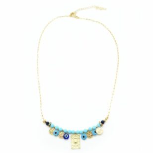 Ras de cou Ibiza Agate bleue et turquoise