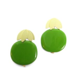 Boucles d'oreilles en résine vert fougère