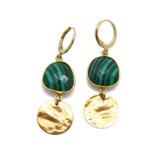 Boucles d'oreilles Gemma dormeuse malachite