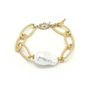 Bracelet Clothilde grande perle et chaîne