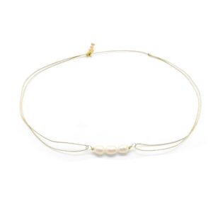 Ras de cou lurex Clothilde grande perle blanche