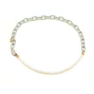 Ras de cou Clothilde petites perles blanches et chaîne