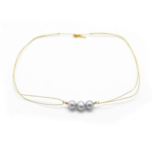 Ras de cou lurex Clothilde grande perle grise