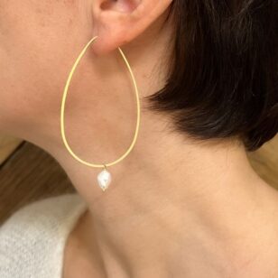 Boucles d'oreilles Clothilde grandes gouttes et perle d'eau douce