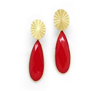 Boucles d'oreilles grosse goutte Gemma corail