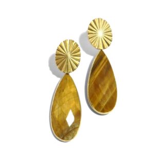 Boucles d'oreilles grosse goutte Gemma oeil de tigre