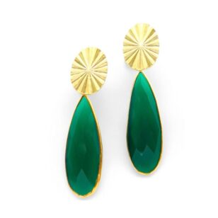 Boucles d'oreilles grosse goutte Gemma agate verte