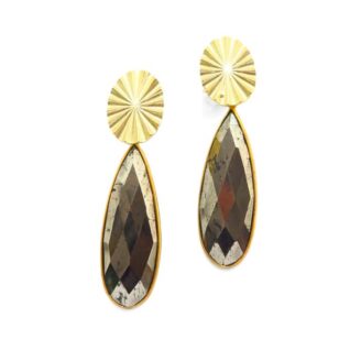 Boucles d'oreilles grosse goutte Gemma pyrite