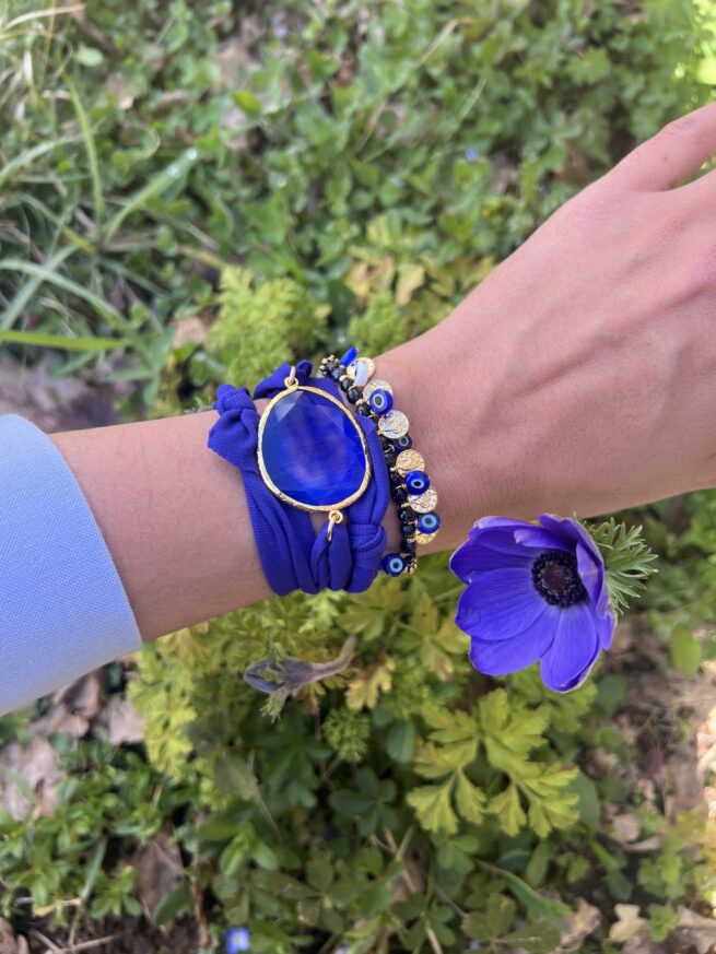 Bracelet triple Raquel bleu royal – Image 3