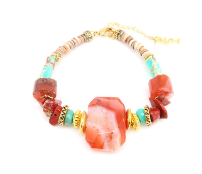 Bracelet Yna Agate peche