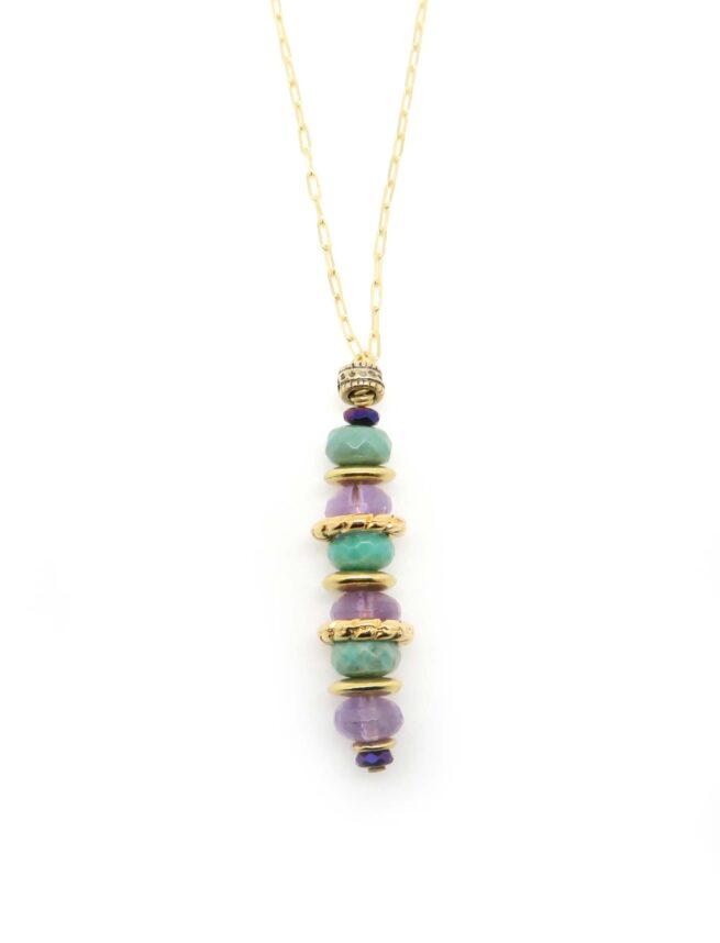 Collier totem Yna Chrysoprase et améthyste
