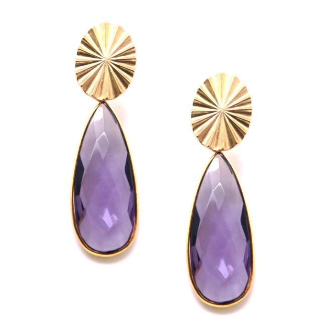 Boucles d'oreilles grosse goutte Gemma améthyste