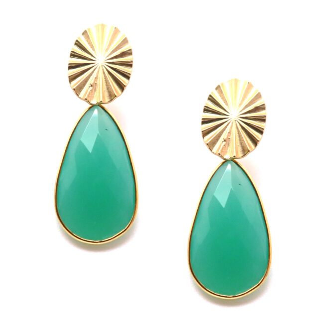 Boucles d'oreilles grosse goutte Gemma chrysoprase