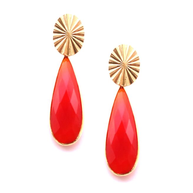 Boucles d'oreilles grosse goutte Gemma cornaline