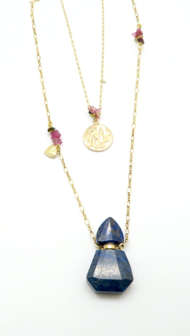 Sautoir flacon en pierre Maddalena Lapis-lazuli