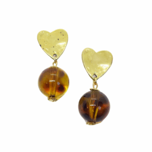 Boucles d’oreilles Gabrielle perle léopard fermoir coeur