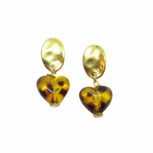 Boucles d’oreilles Gabrielle coeur léopard fermoir ovale