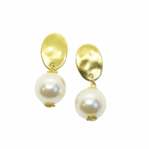 Boucles d’oreilles Gabrielle perle blanche fermoir ovale