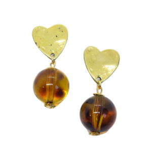 Boucles d’oreilles Gabrielle perle léopard fermoir coeur