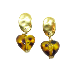 Boucles d’oreilles Gabrielle coeur léopard fermoir ovale