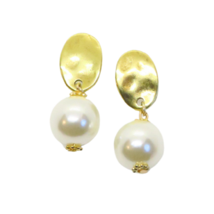 Boucles d’oreilles Gabrielle perle blanche fermoir ovale