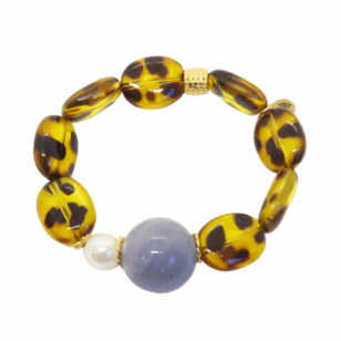 Bracelet Gabrielle perles léopard et perle grise