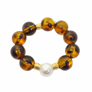 Bracelet Gabrielle perles léopard et perle blanche