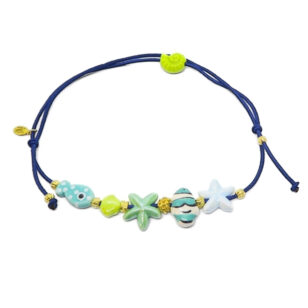 Ras de cou élastique Acqua turquoise et vert