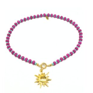 Ras de cou Cocktail jade fuchsia et turquoise