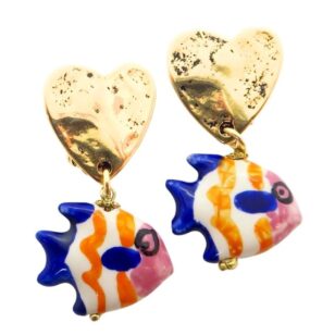 Boucles d’oreilles acqua poisson bleu orange rose