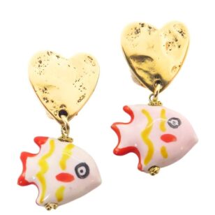 Boucles d’oreilles acqua poisson jaune rouge