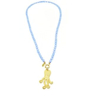 Sautoir Cocktail jade ciel et bleu lavande